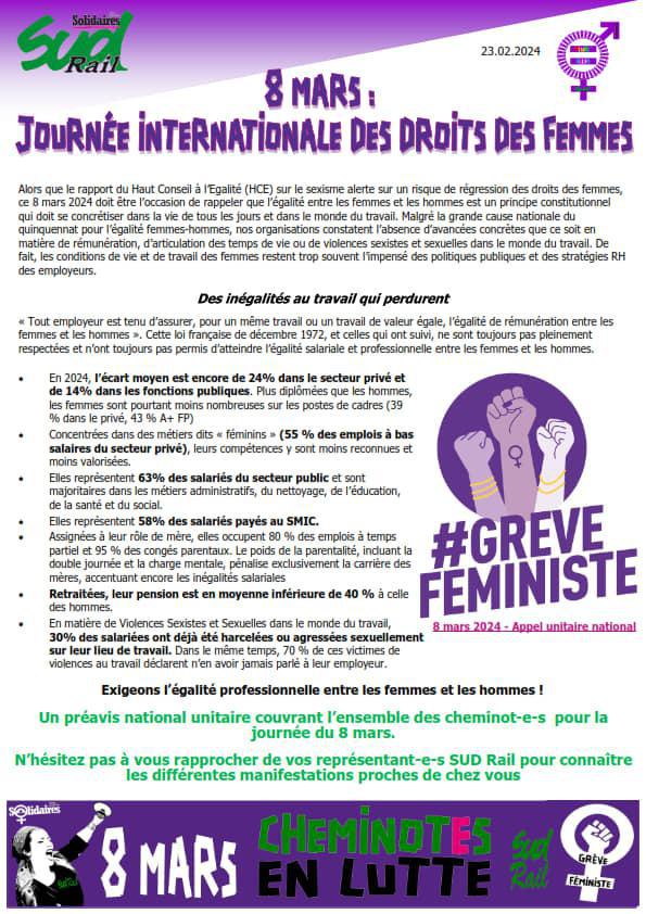 SUD-Rail // 8 mars : Journée internationale des droits des femmes