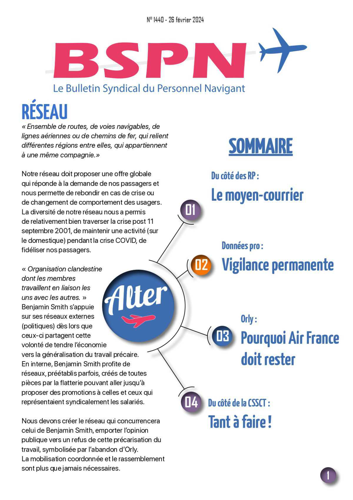 ALTER // Bulletin Syndical du Personnel Naviguant # 1440