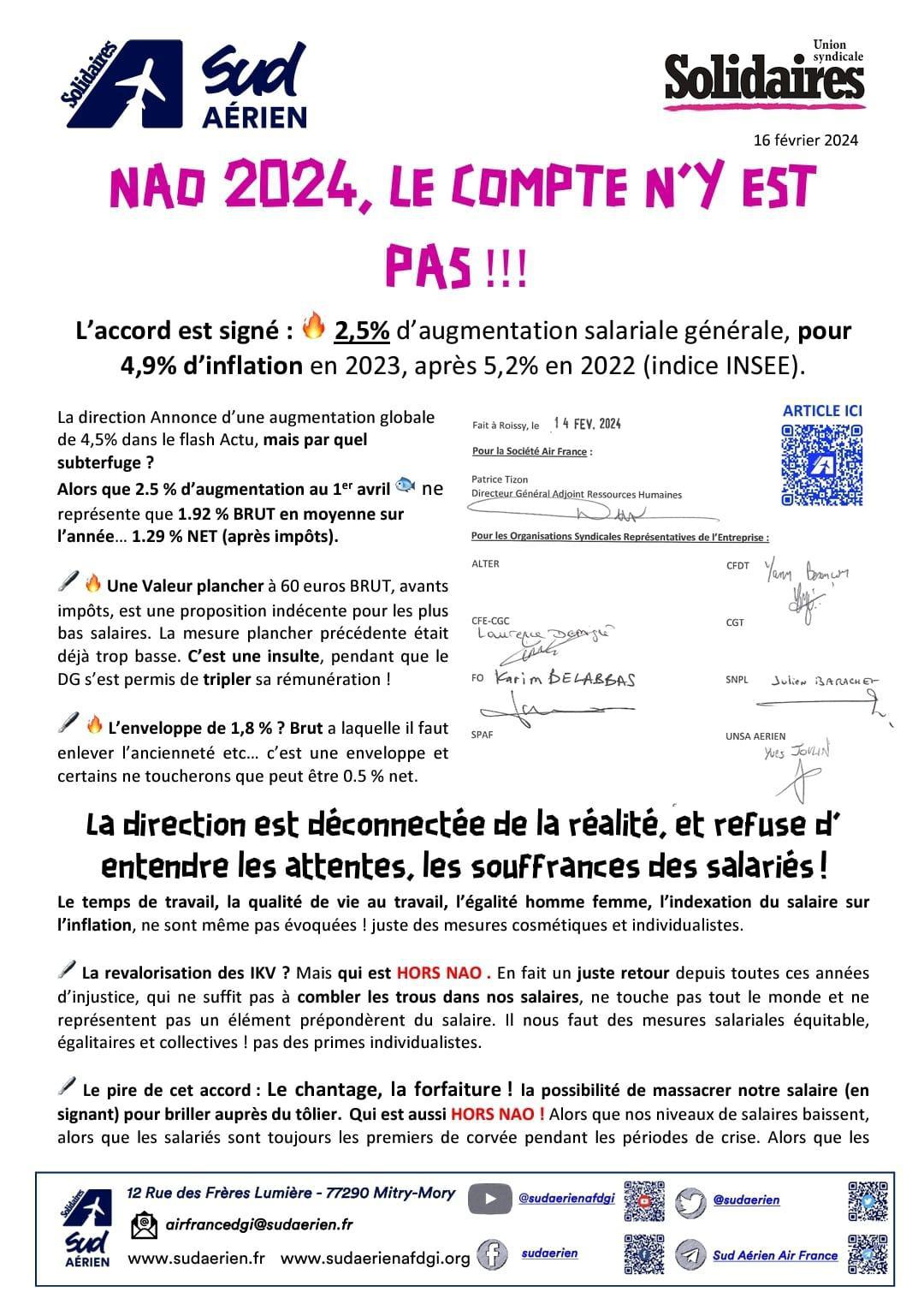 SUD Aérien // NAO 2024, le compte n'y est pas !!!