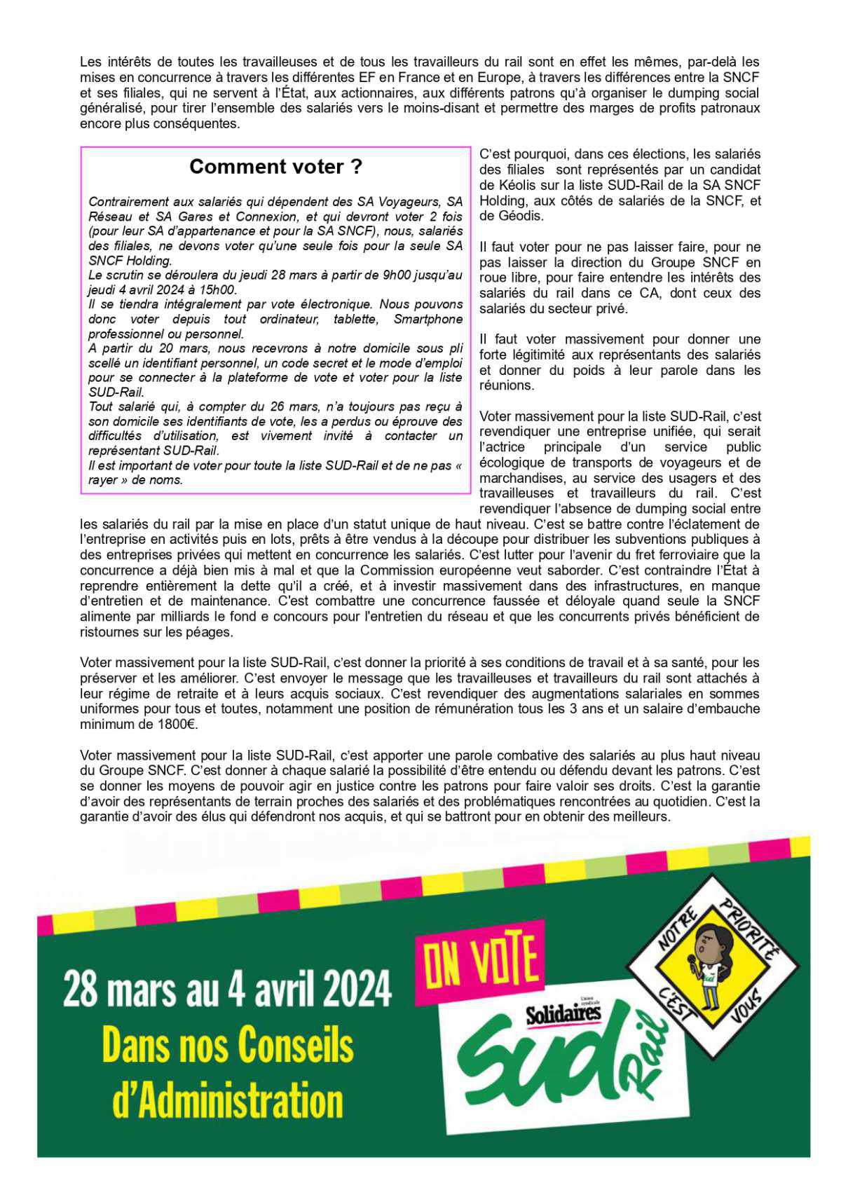 Tract élections CA SNCF Holding GEODIS, KEOLIS, CAPTRAIN...