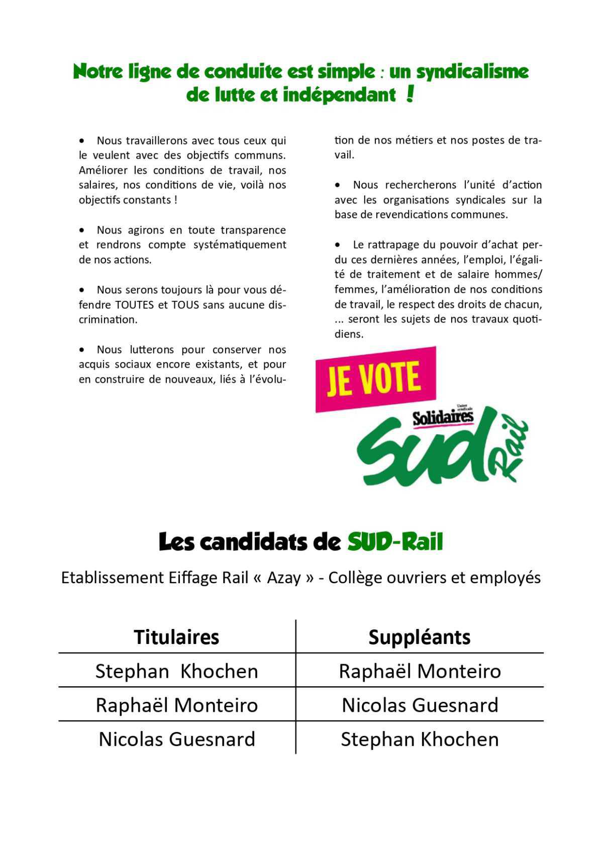 Elections CSE à EIFFAGE Rail du 8 au 15 avril, votez et faites voter SUD-Rail !