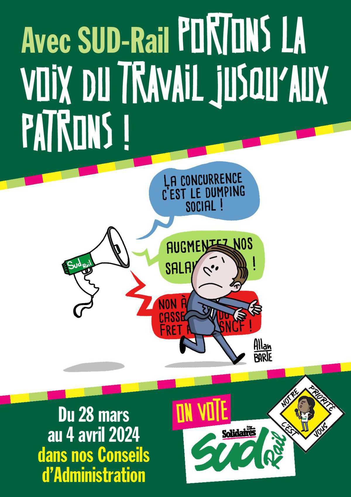 Elections CA groupe SNCF // Avec SUD-Rail, portons la voix du travail jusqu'aux patrons !