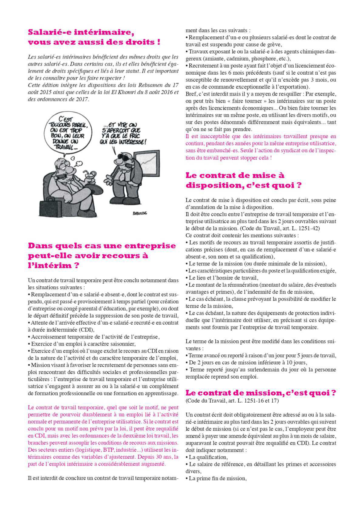 Brochure // Les droits des salariés intérimaires en 28 questions