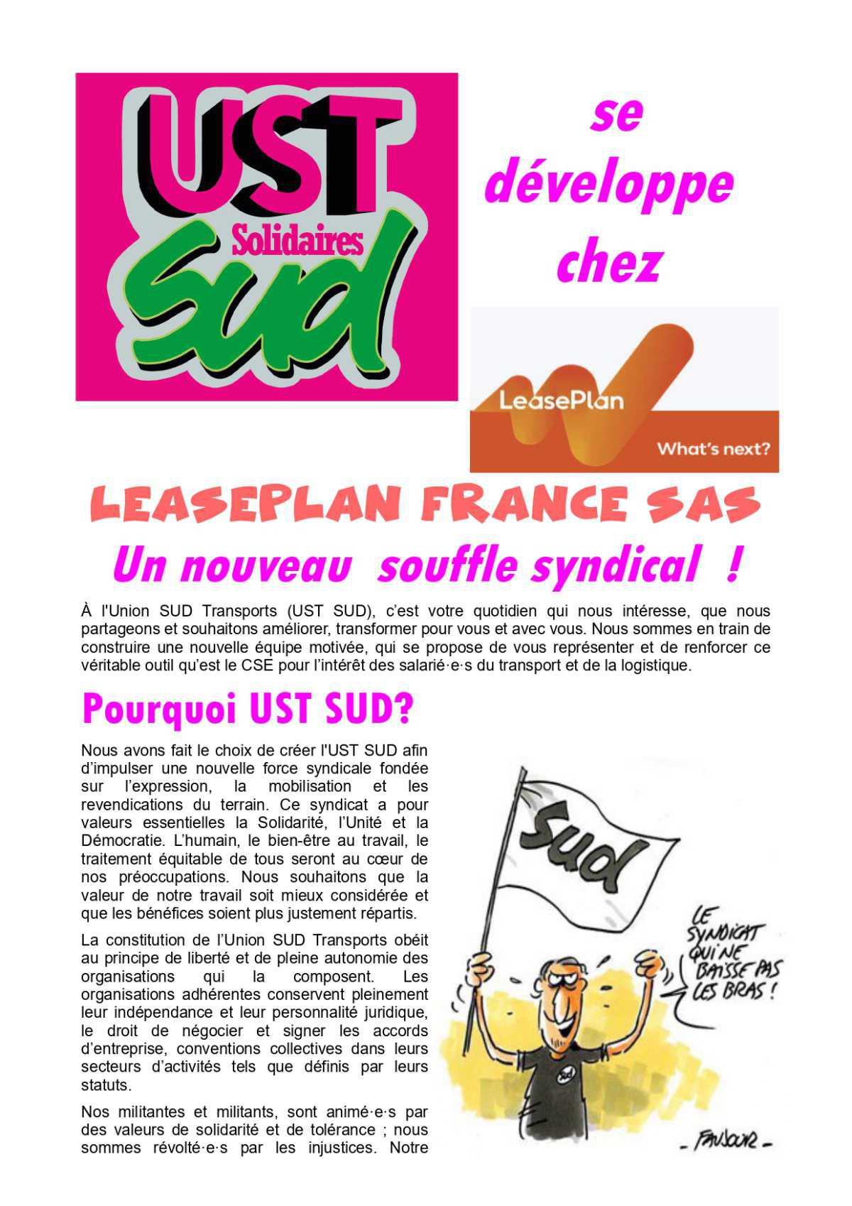 L'UST-SUD s'implante chez LEASEPLAN FRANCE SAS !