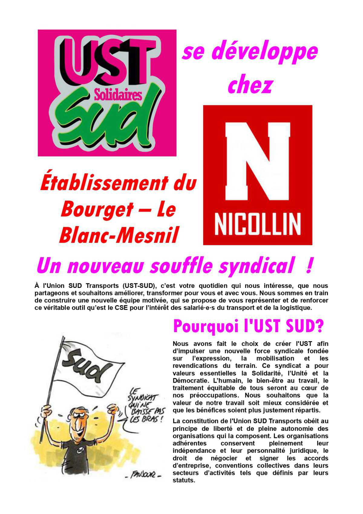 L'UST-SUD s'implante à NICOLLIN SAS au Bourget/Le Blanc-Mesnil