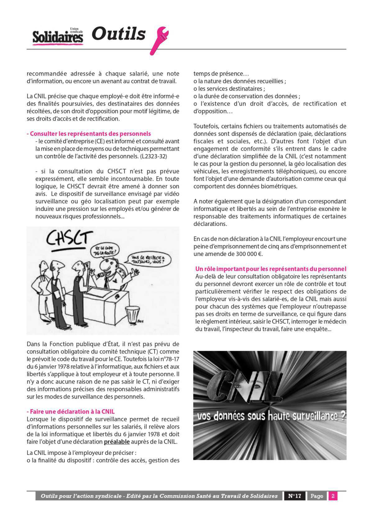 Brochure Surveillance au travail : les droits des salariés, les obligations des employeurs
