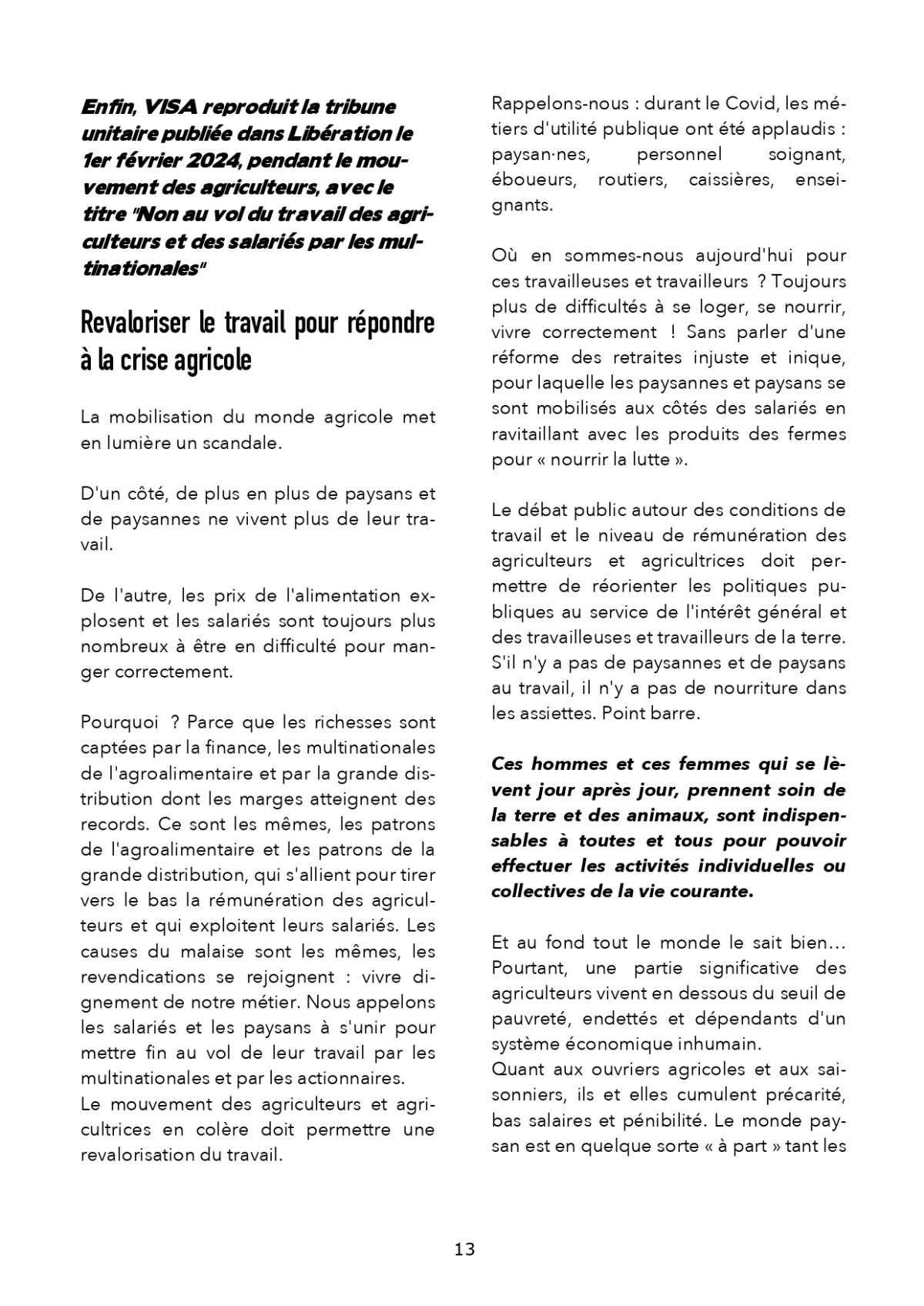 VISA Vigilance et Initiatives Syndicales Antifascistes Dossier # 13, avril 2024