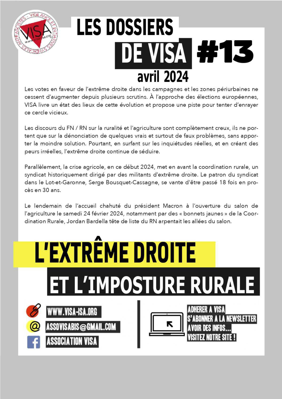 VISA Vigilance et Initiatives Syndicales Antifascistes Dossier # 13, avril 2024