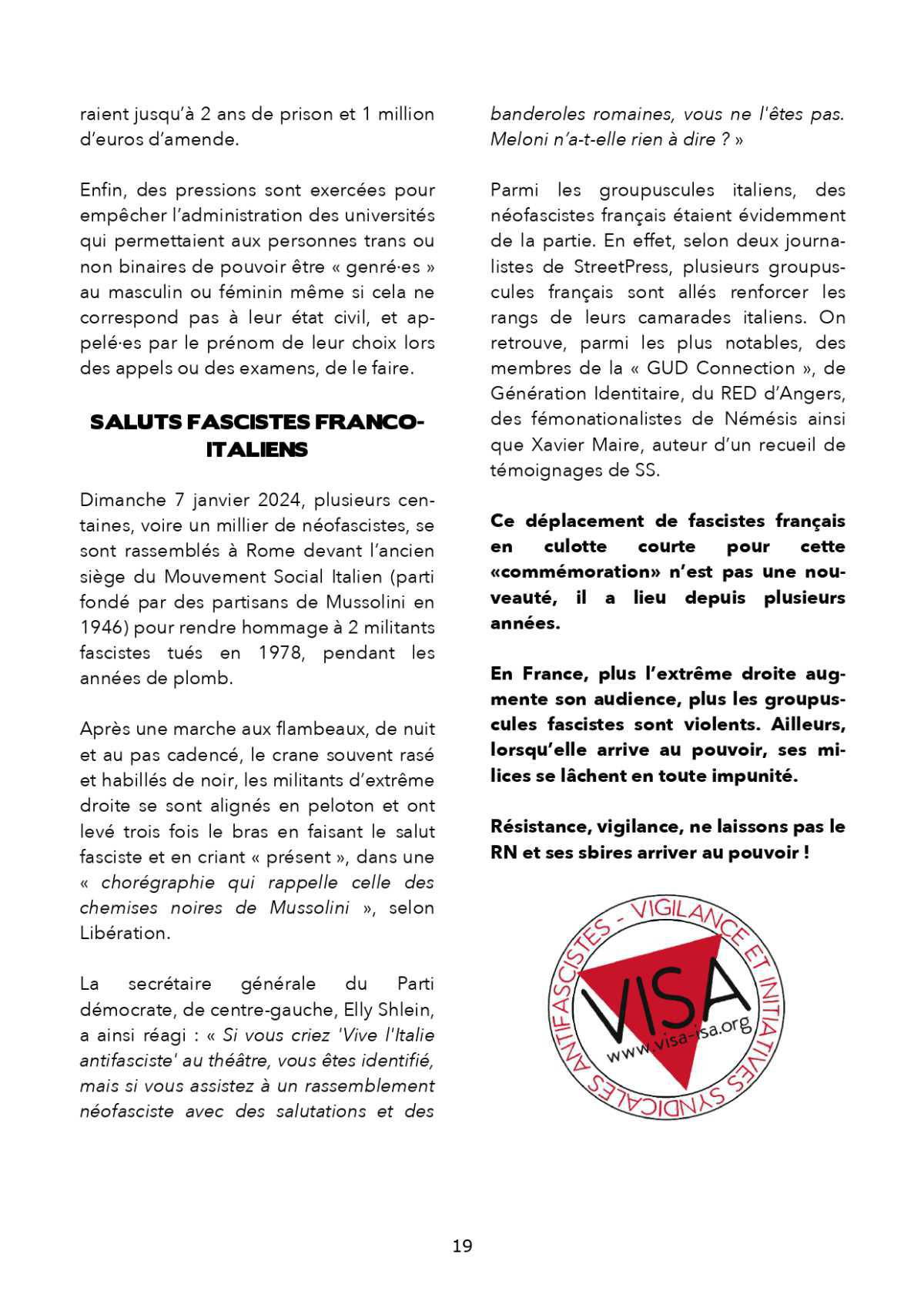 Vigilance et initiatives syndicales antifascistes VISA // Dossier # 12
