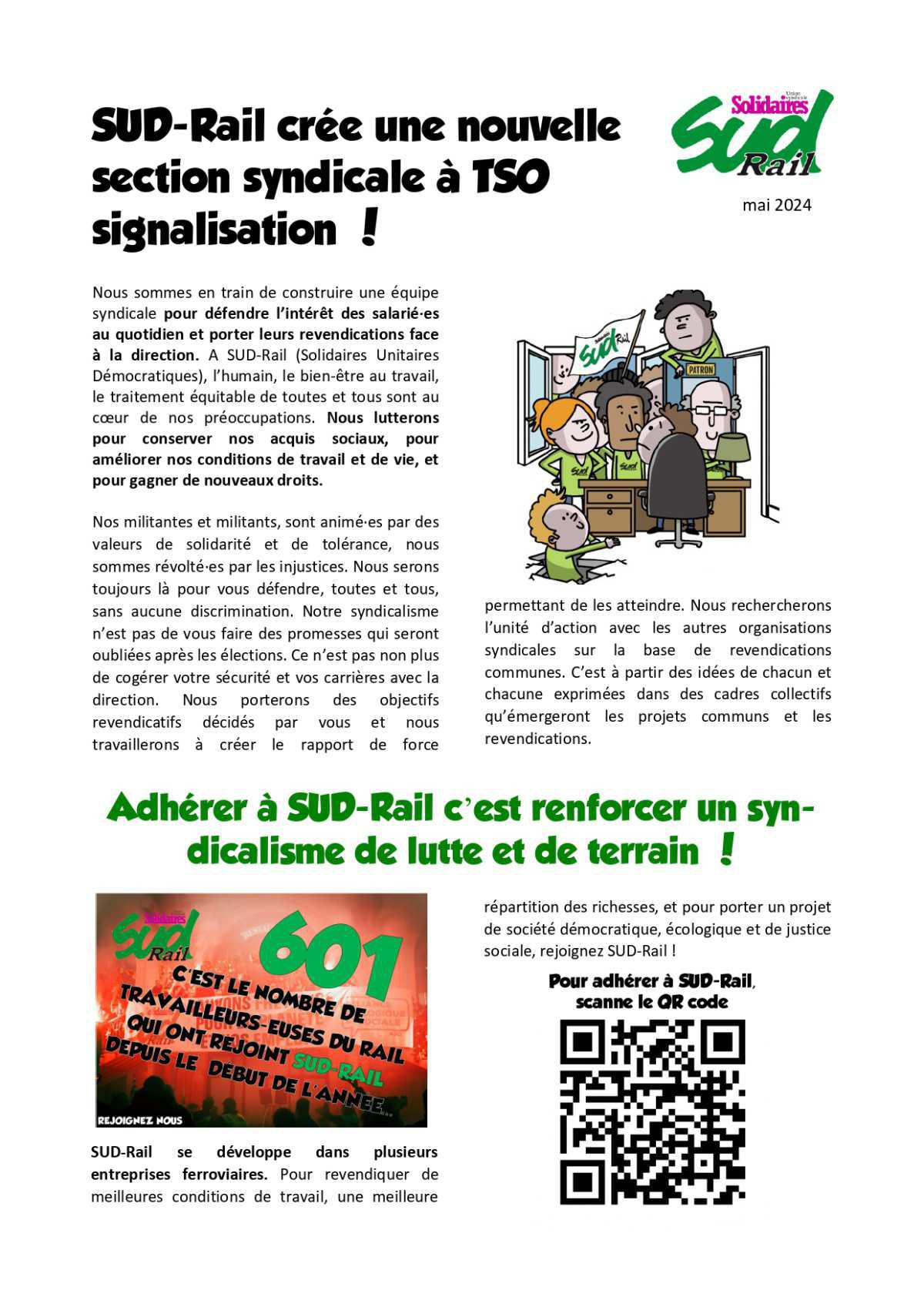 SUD-Rail crée une nouvelle section syndicale à TSO Signalisation !