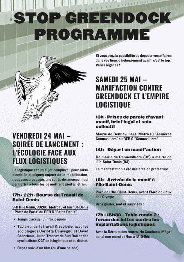 Stop Greendock // Programme des mobilisations du 25 mai à Gennevilliers et St-Denis