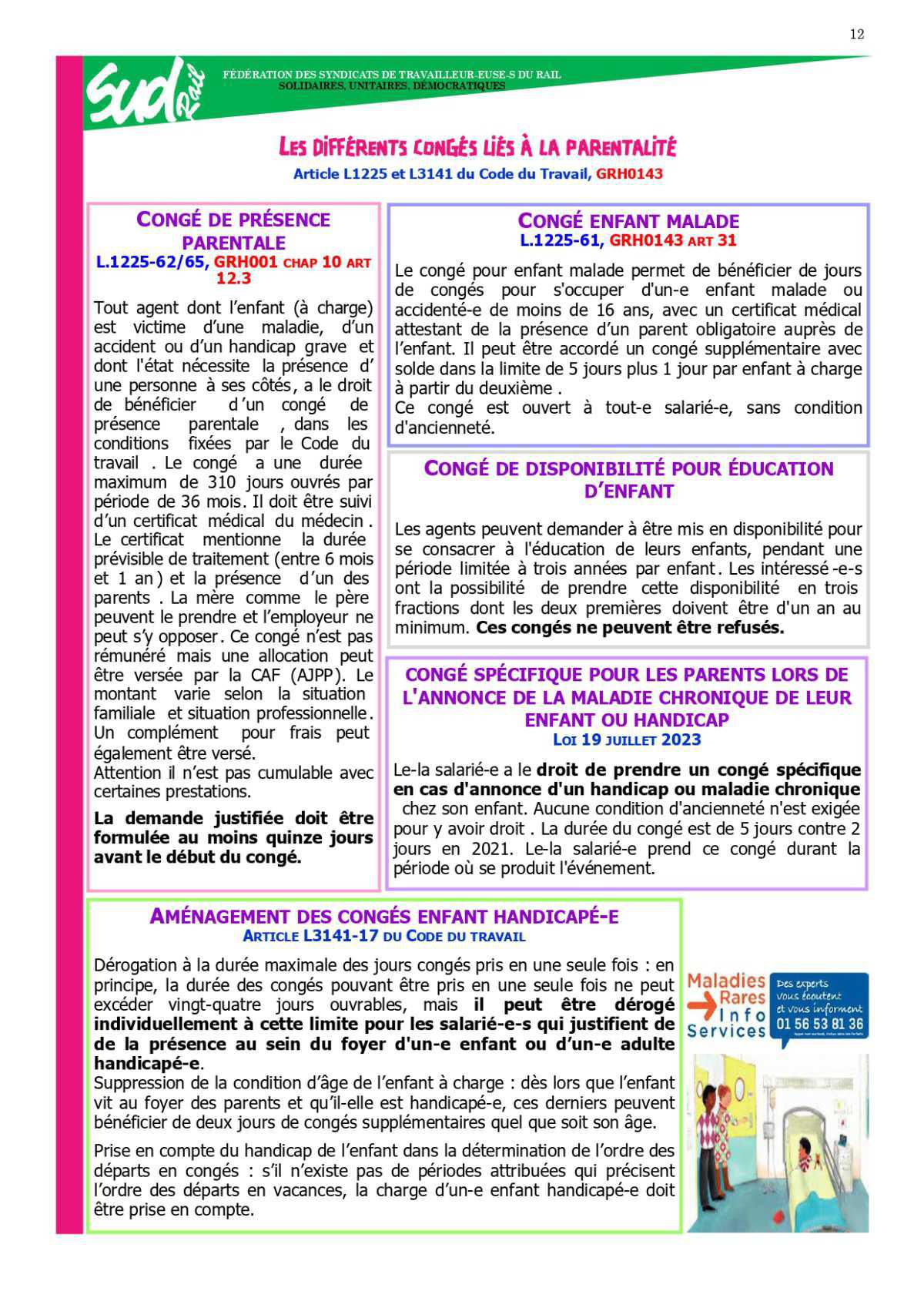 SUD-Rail // Livret Parentalité, défendre vos droits : notre priorité !