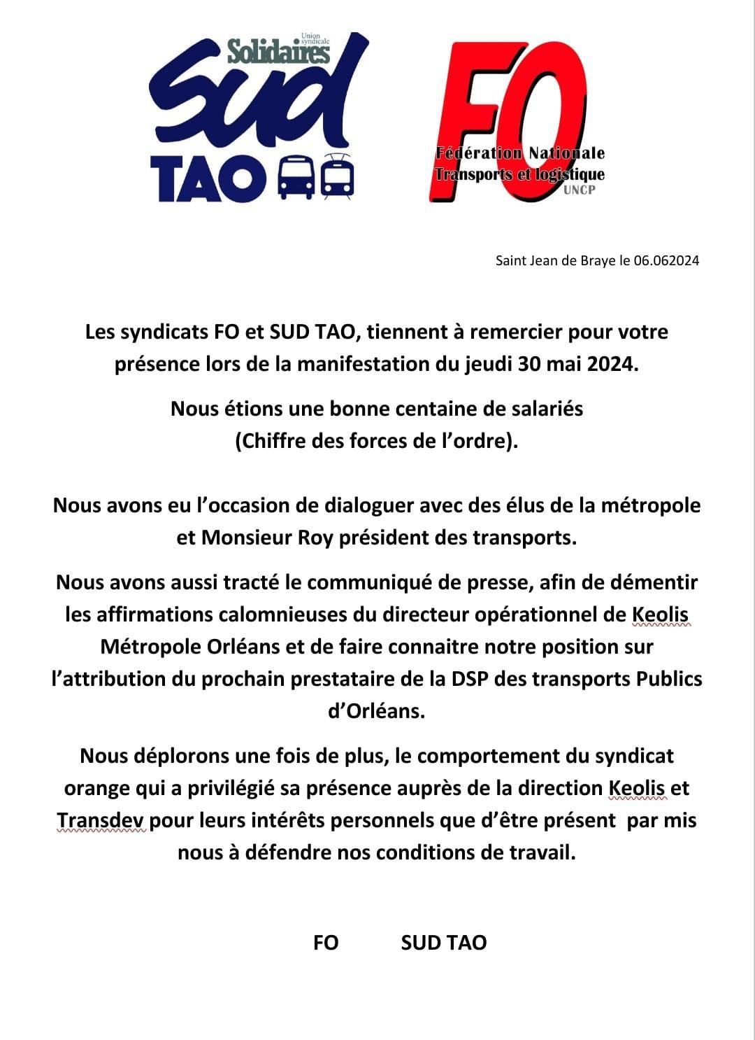 SUD TAO // Retour sur notre mobilisation du 30 mai à Orléans