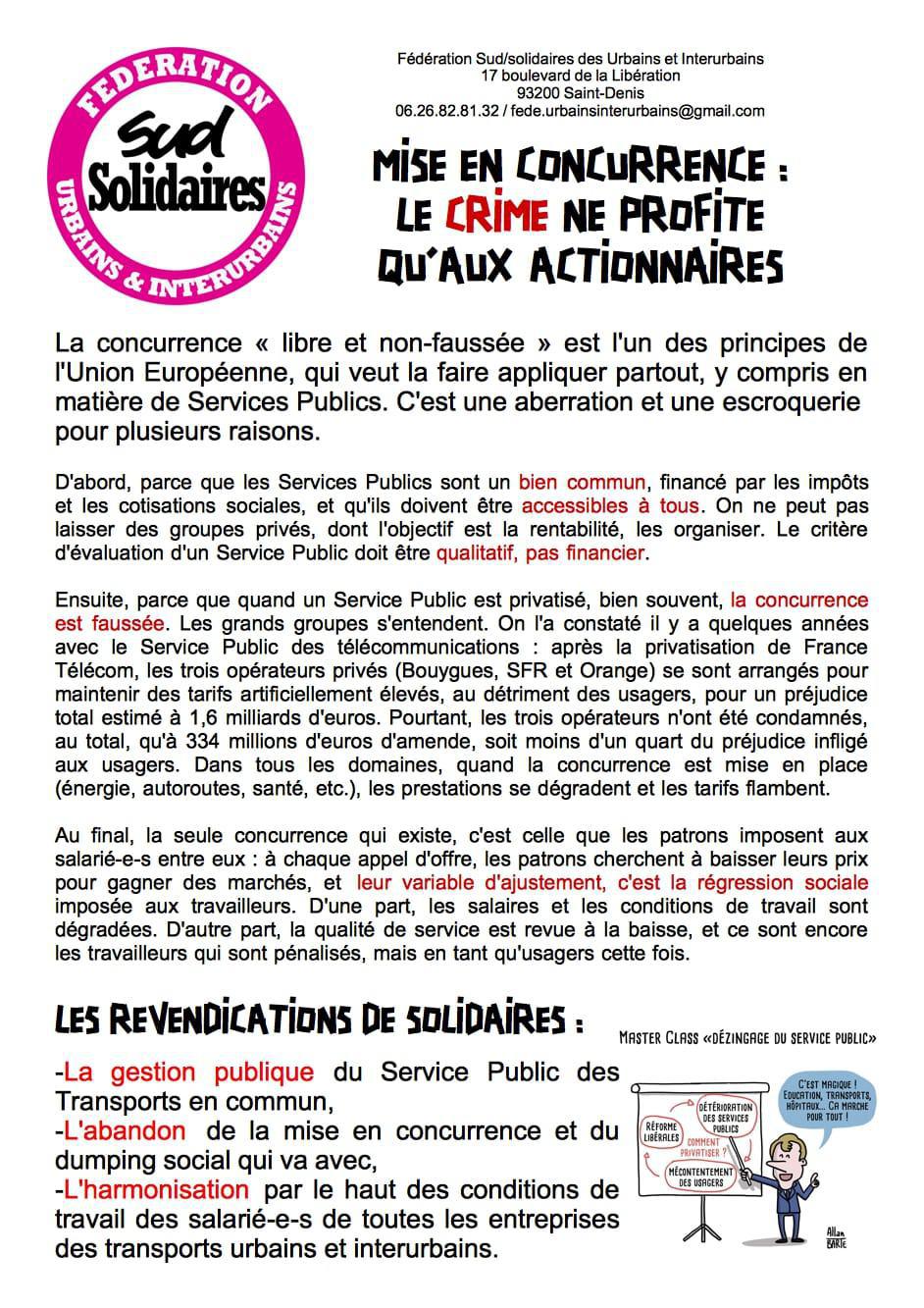 SUD Urbains & Interurbains // Mise en concurrence : le crime ne profite qu'aux actionnaires