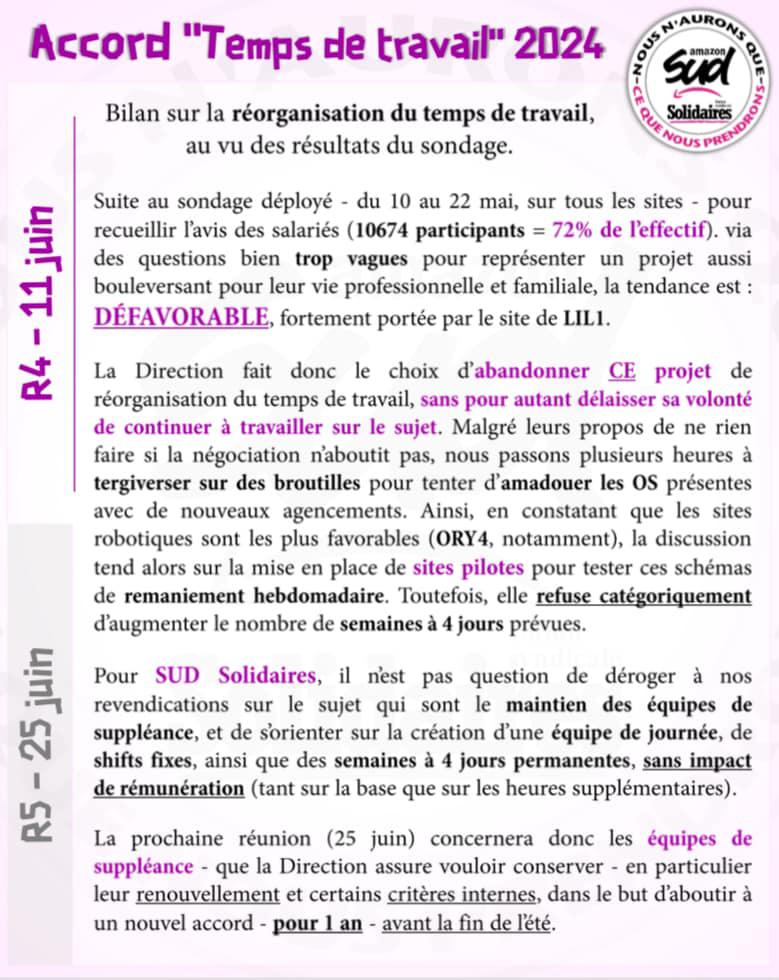 SUD AMAZON LIL1 // Tract Accord "Temps de travail" 2024