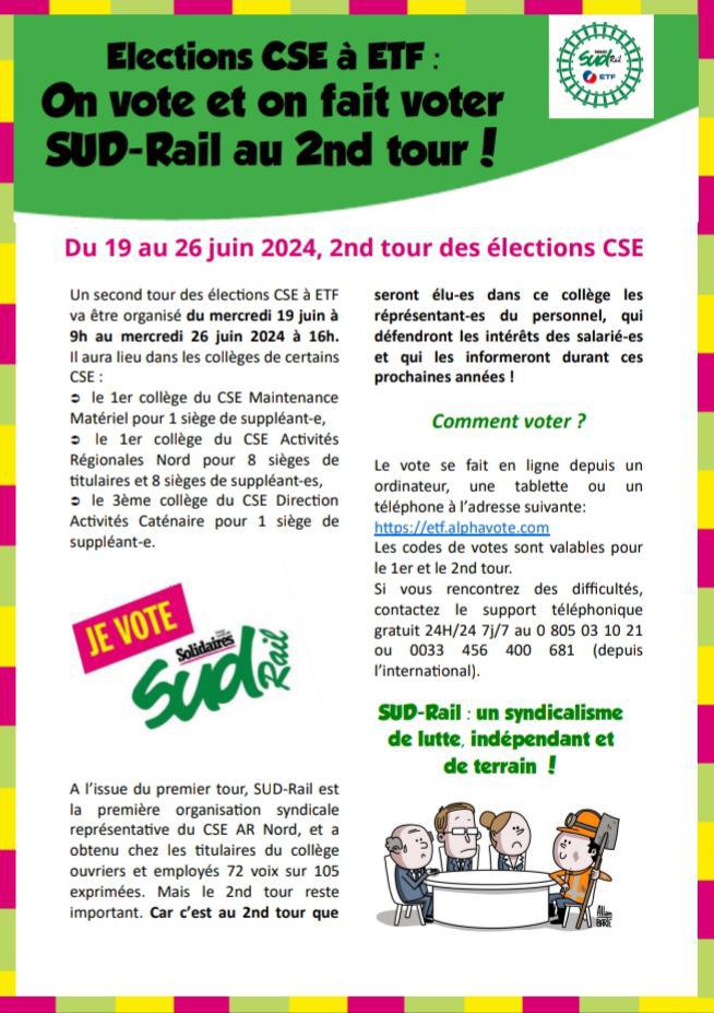 SUD-Rail // Elections CSE à ETF : c'est parti pour un deuxième tour !