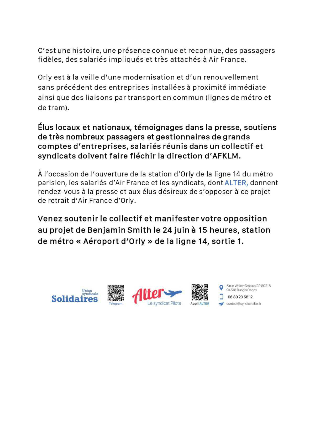 ALTER // Projet d'abandon d'Orly, rassemblement le 24 juin à 15h00