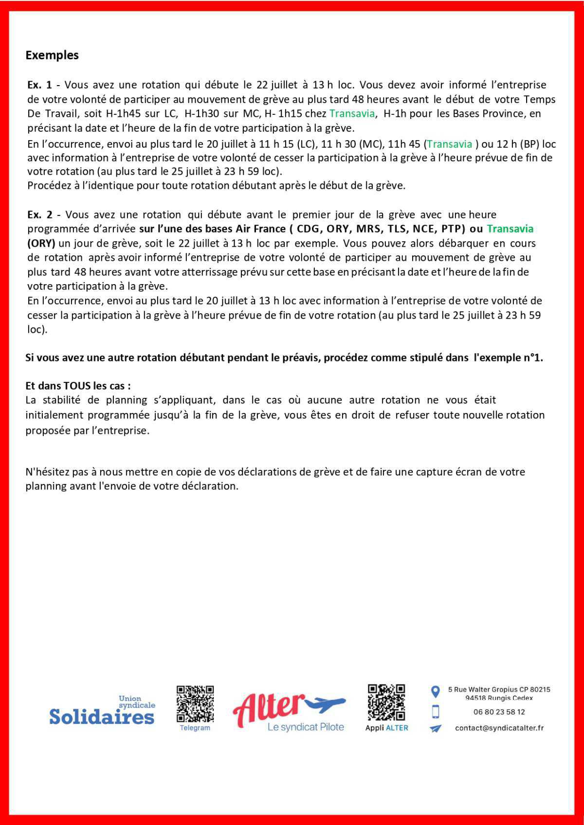 ALTER // Bulletin Syndical du Personnel Naviguant # 1449 du 8 juillet 2024