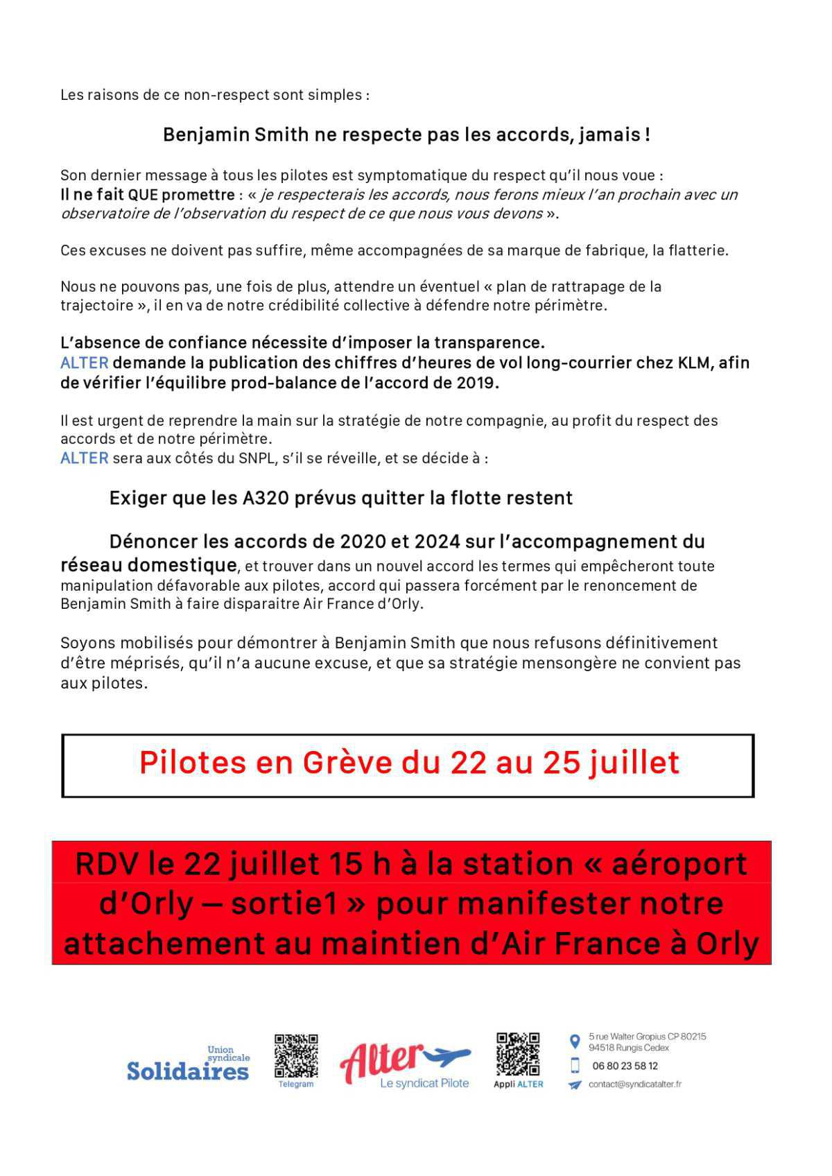 ALTER // Tract sur le non respect du périmètre moyen-courrier