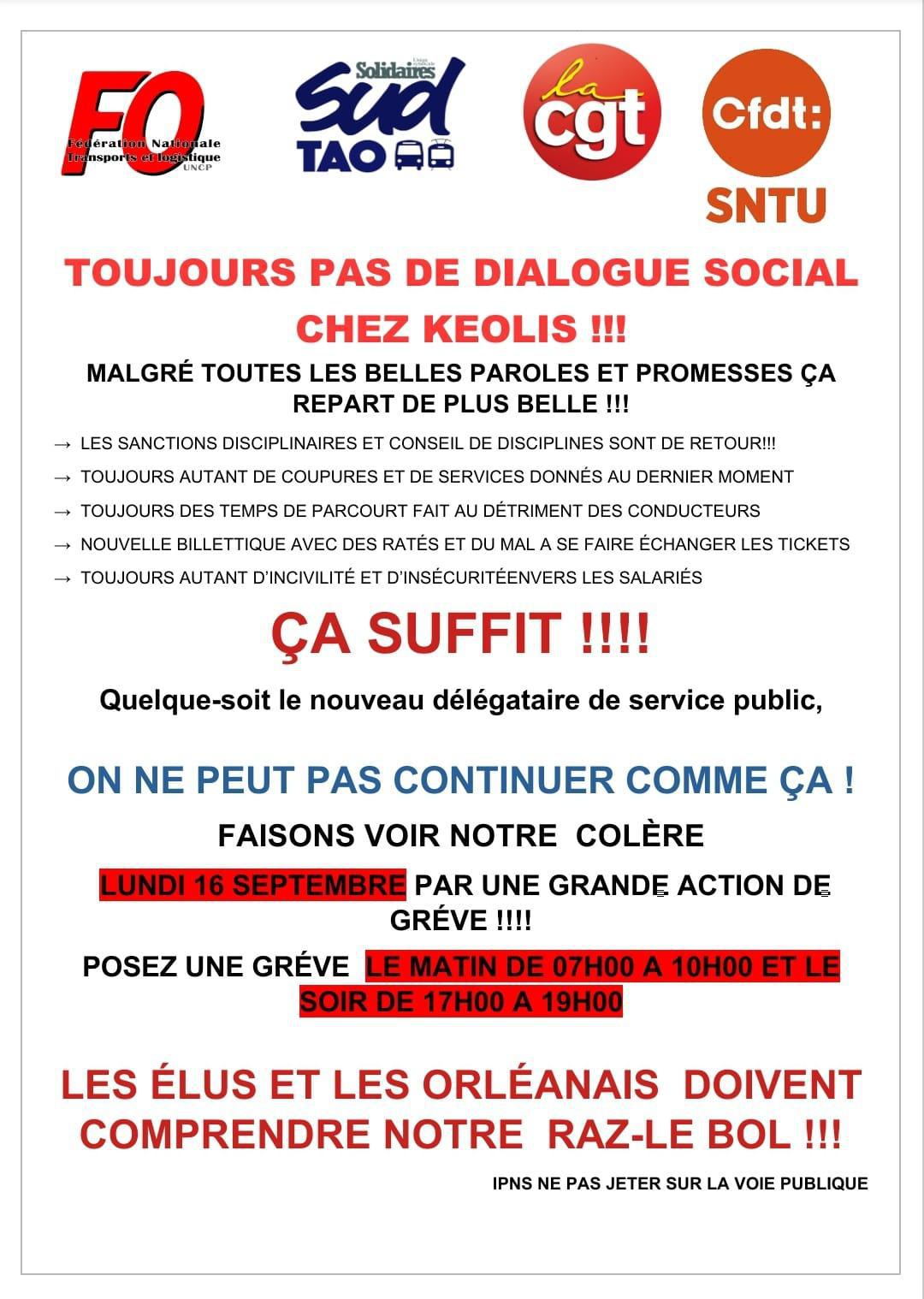 SUD TAO // Tract unitaire d'appel à la grève le 16 septembre