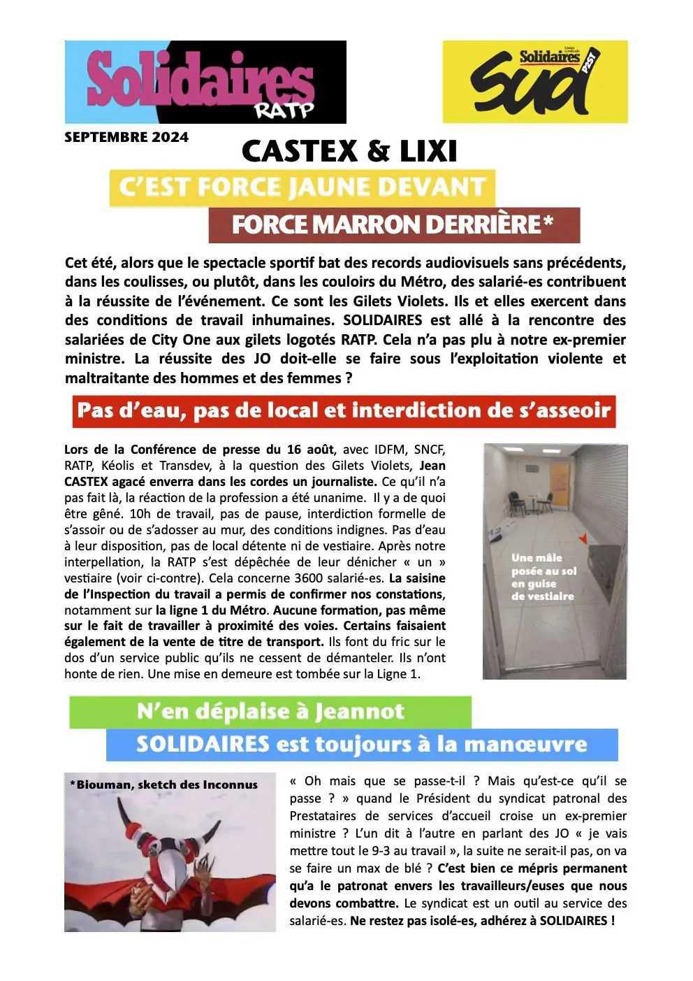 Solidaires RATP // Castex et Lixi, c'est force jaune devant, force marron derrière