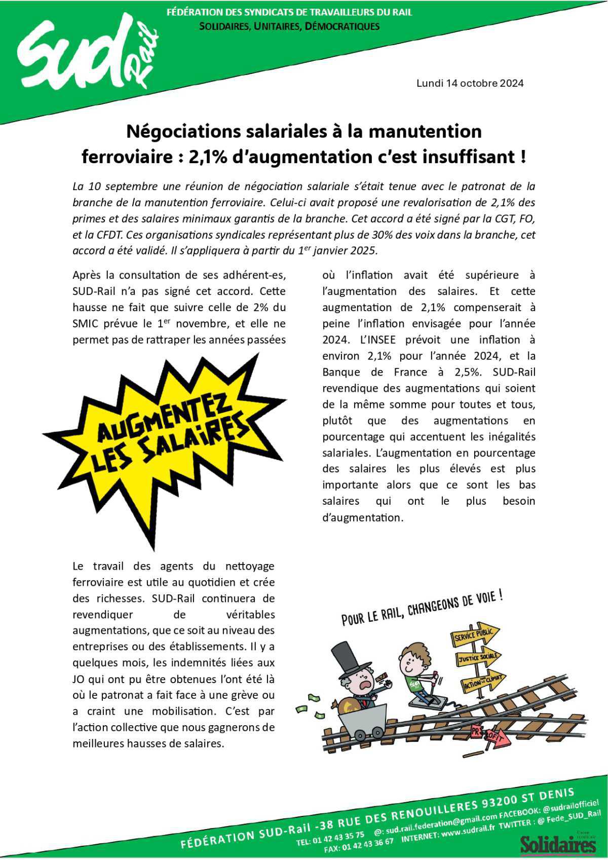 SUD-Rail // NAO dans la manutention ferroviaire : 2,1%, c'est insuffisant !