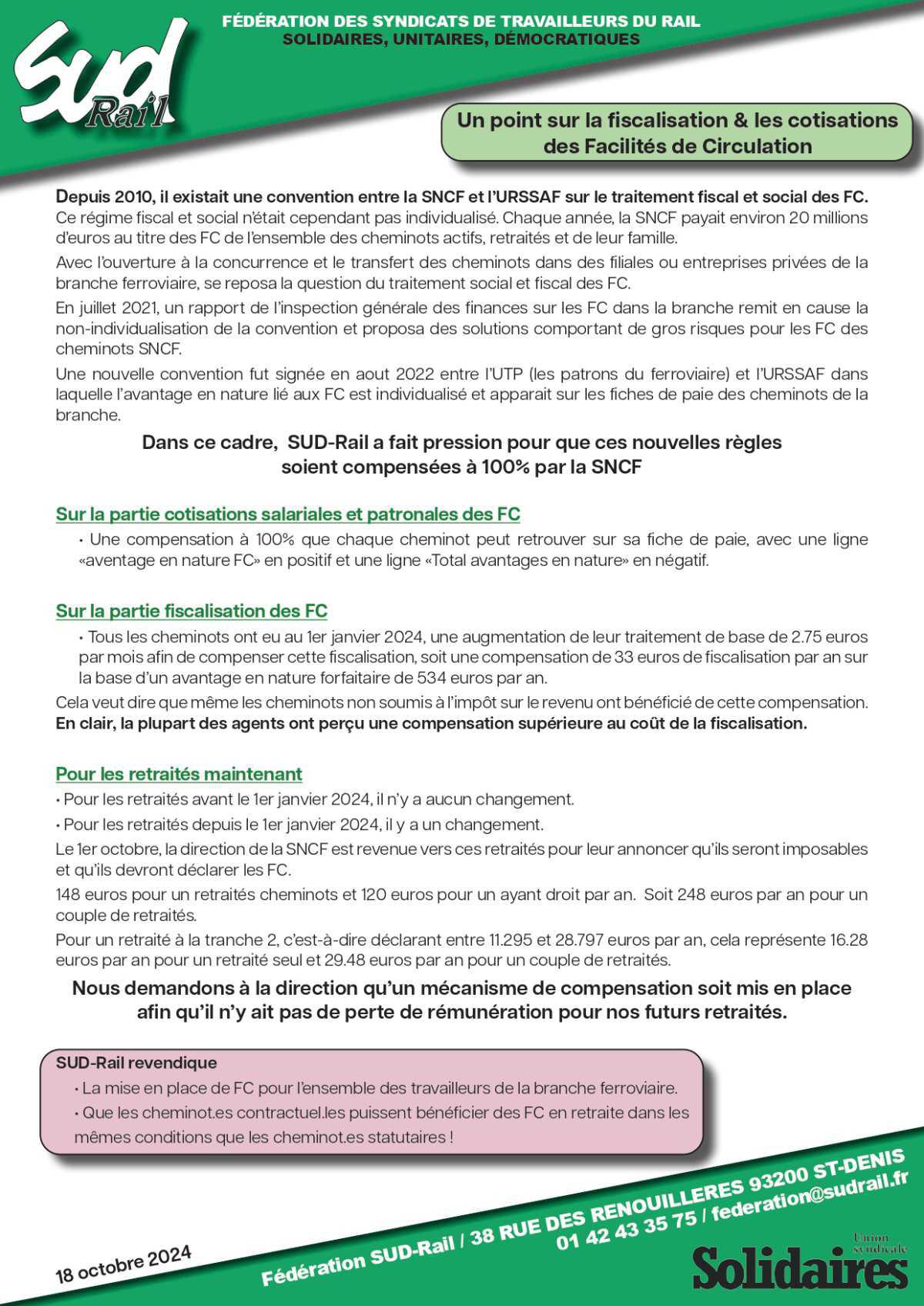 SUD-Rail // Un point sur les facilités de circulation des retraité-e-s