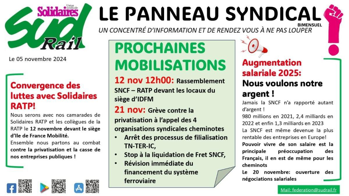 SUD-Rail // Le panneau syndical du 5 novembre 2024