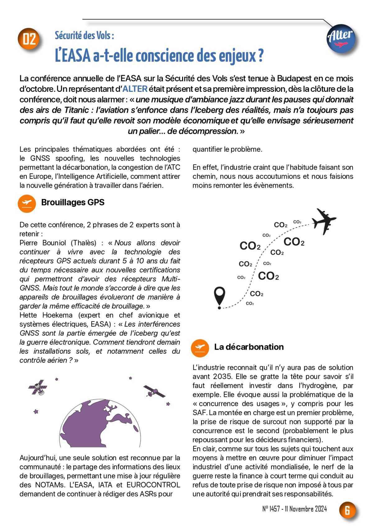 ALTER // Bulletin Syndical du Personnel Naviguant # 1457 du 11 novembre 2024