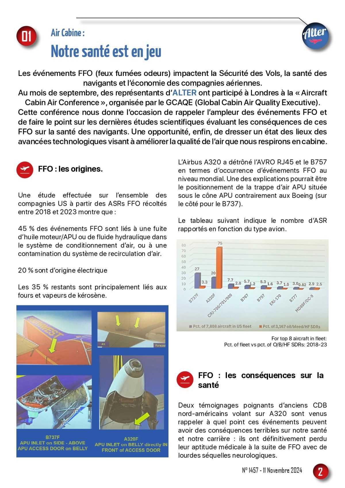 ALTER // Bulletin Syndical du Personnel Naviguant # 1457 du 11 novembre 2024