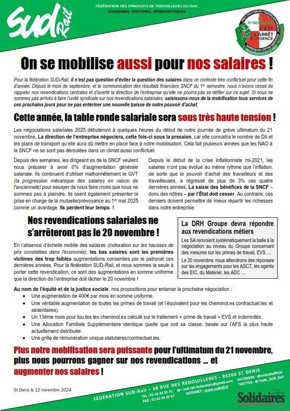 SUD-Rail // On se mobilise aussi pour nos salaires !