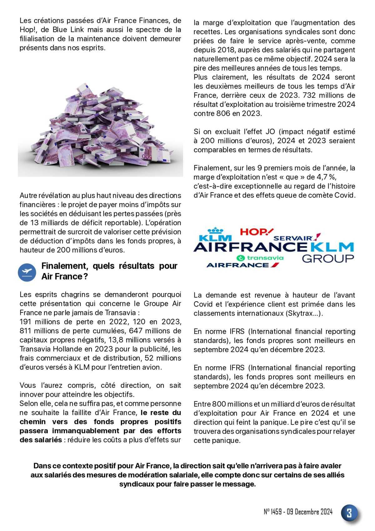 ALTER // Bulletin Syndical du Personnel Naviguant # 1459 du 09/12/24