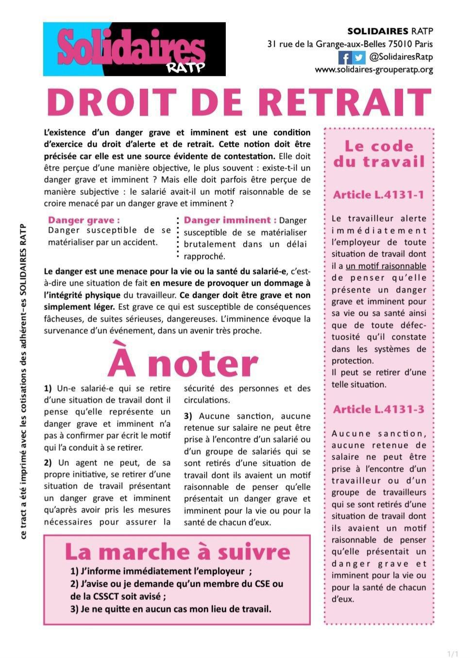 Solidaires RATP // Droit de retrait