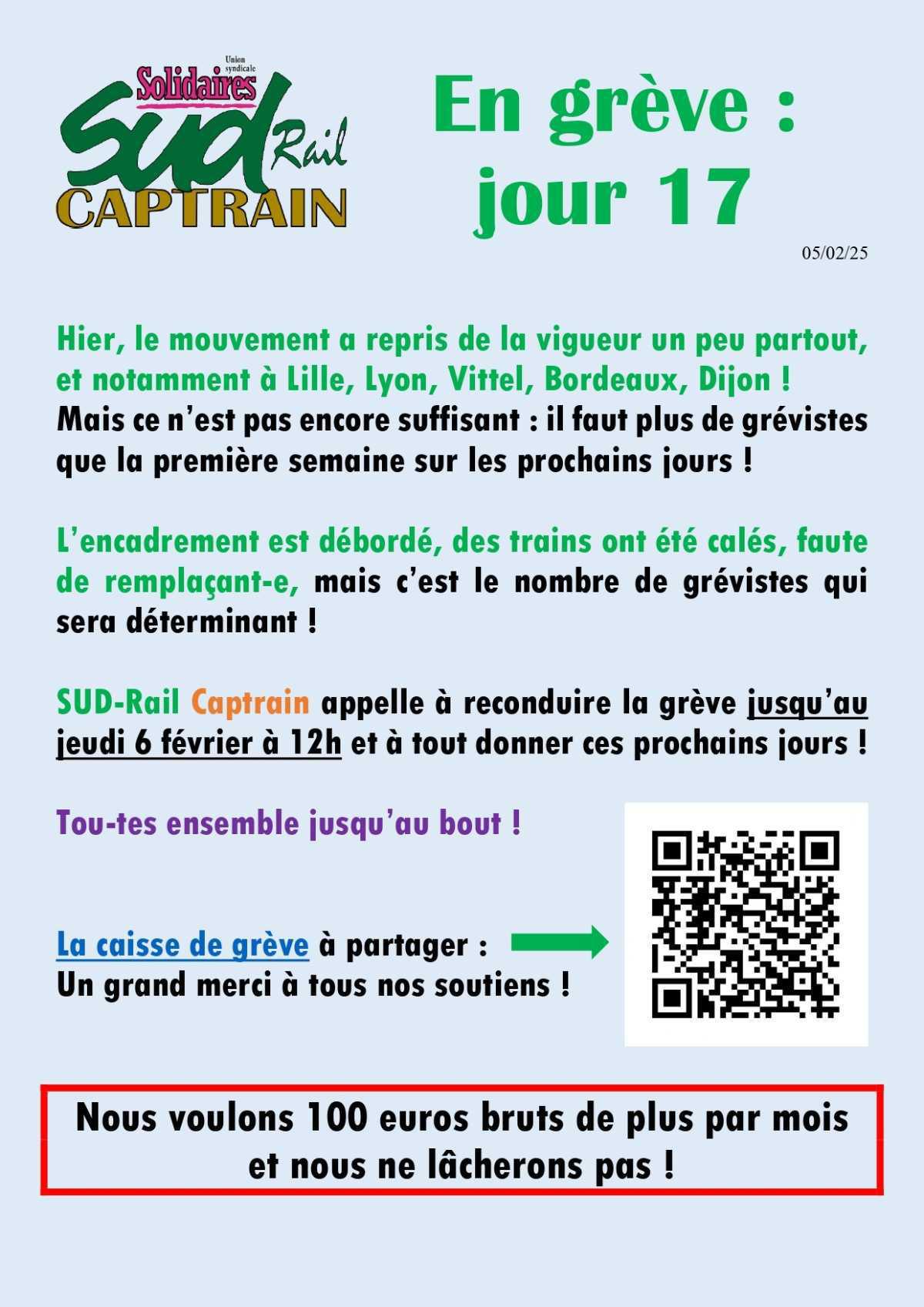 SUD-Rail CAPTRAIN // Toujours en grève jours 16 & 17 !