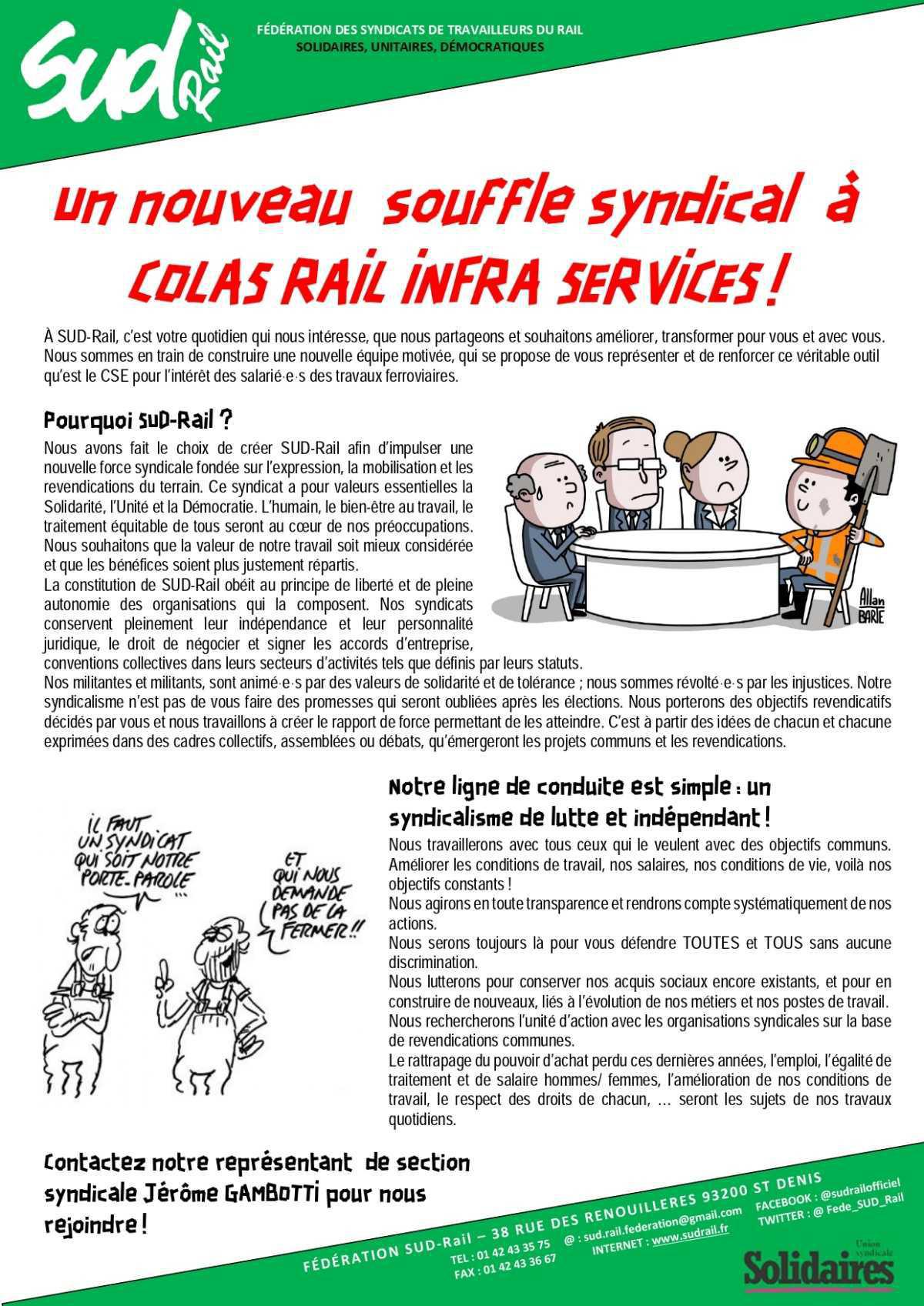 SUD-Rail se développe à COLAS RAIL INFRA SERVICES !