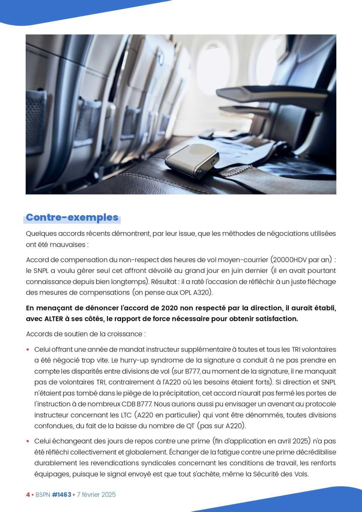 ALTER // Bulletin Syndical du Personnel Naviguant # 1463 du 07/02/25