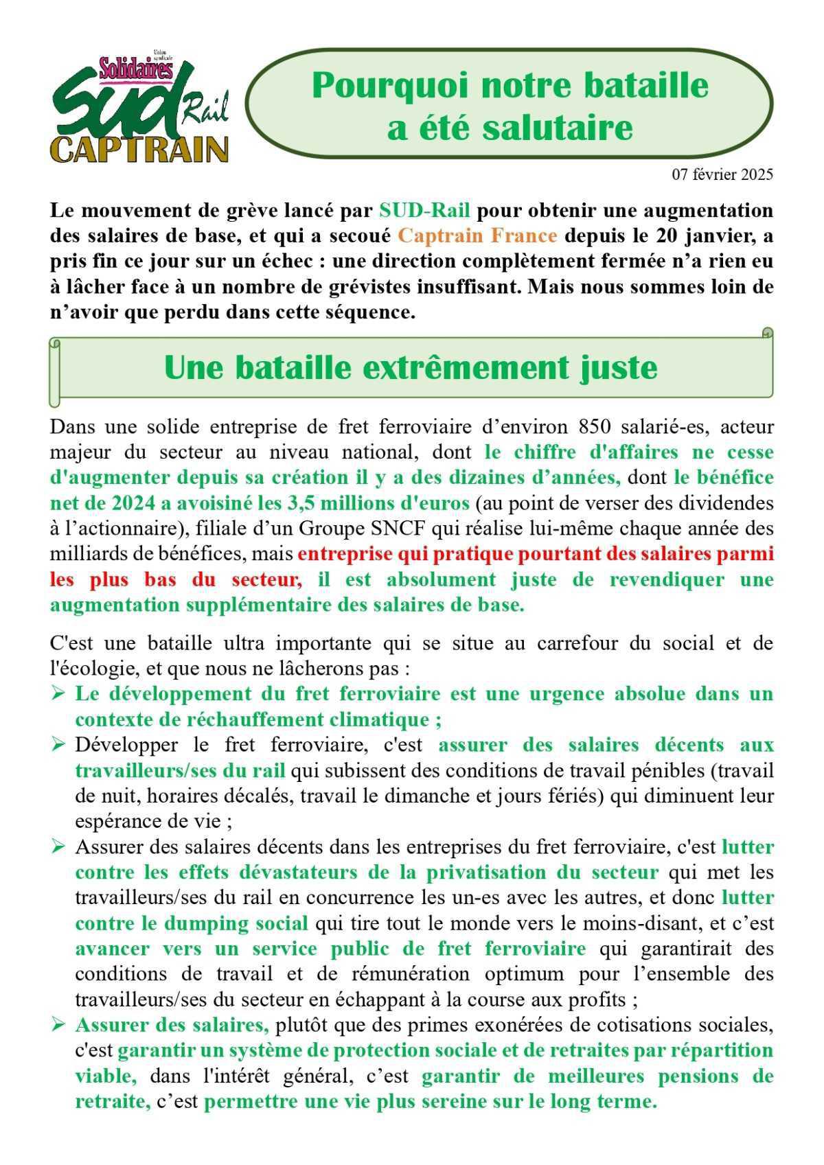 SUD-Rail CAPTRAIN // Pourquoi notre bataille a été salutaire