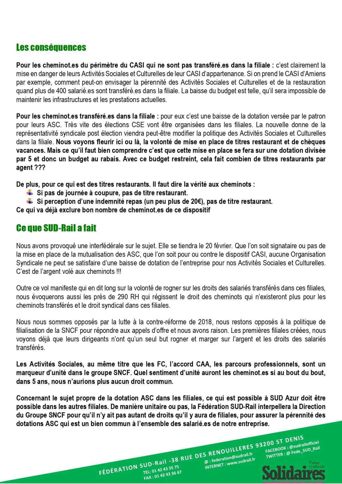 SUD-Rail // Les filiales et les activités sociales et culturelles