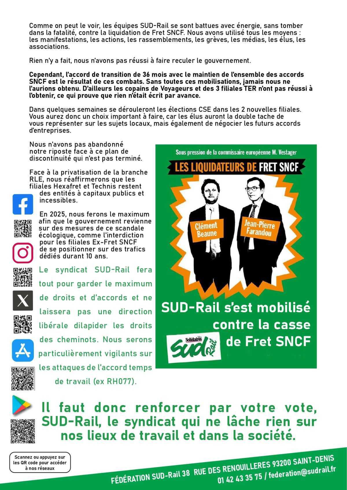 FRET SNCF , SUD-Rail à la pointe de la mobilisation