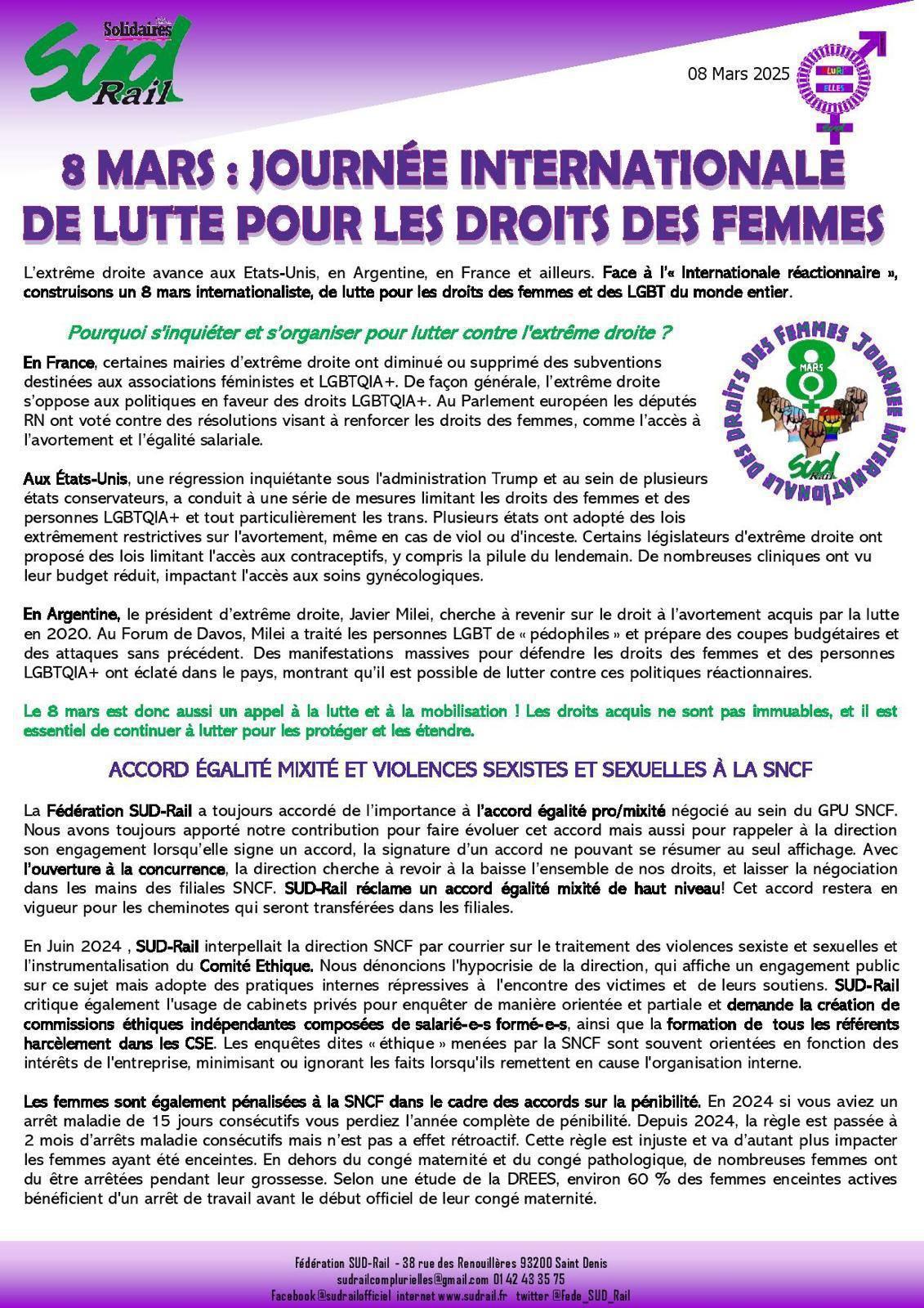 SUD-Rail // 8 mars, Journée internationale de lutte pour les droits des femmes