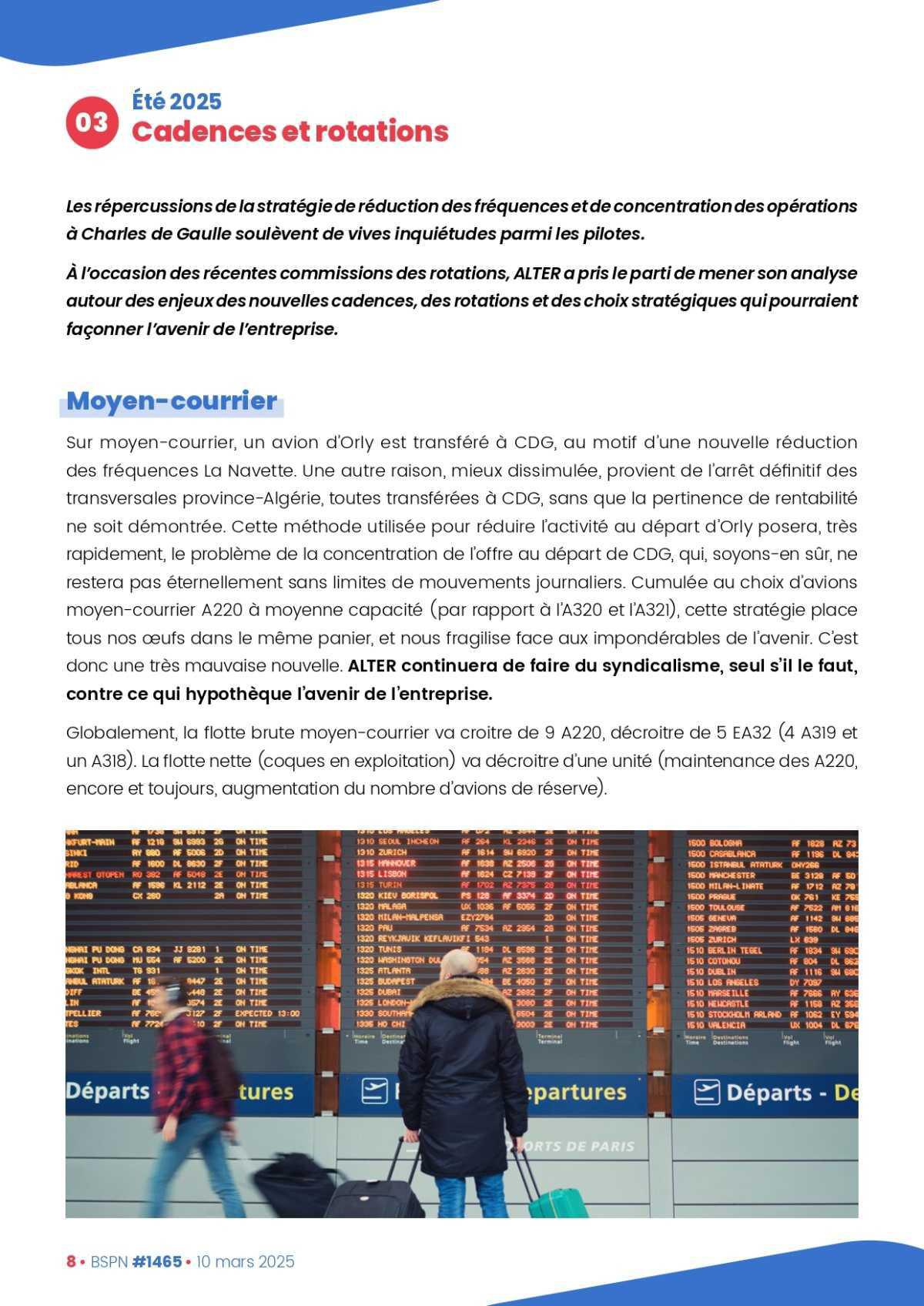 ALTER // Bulletin Syndical du Personnel Naviguant # 1465 du 10/03/25