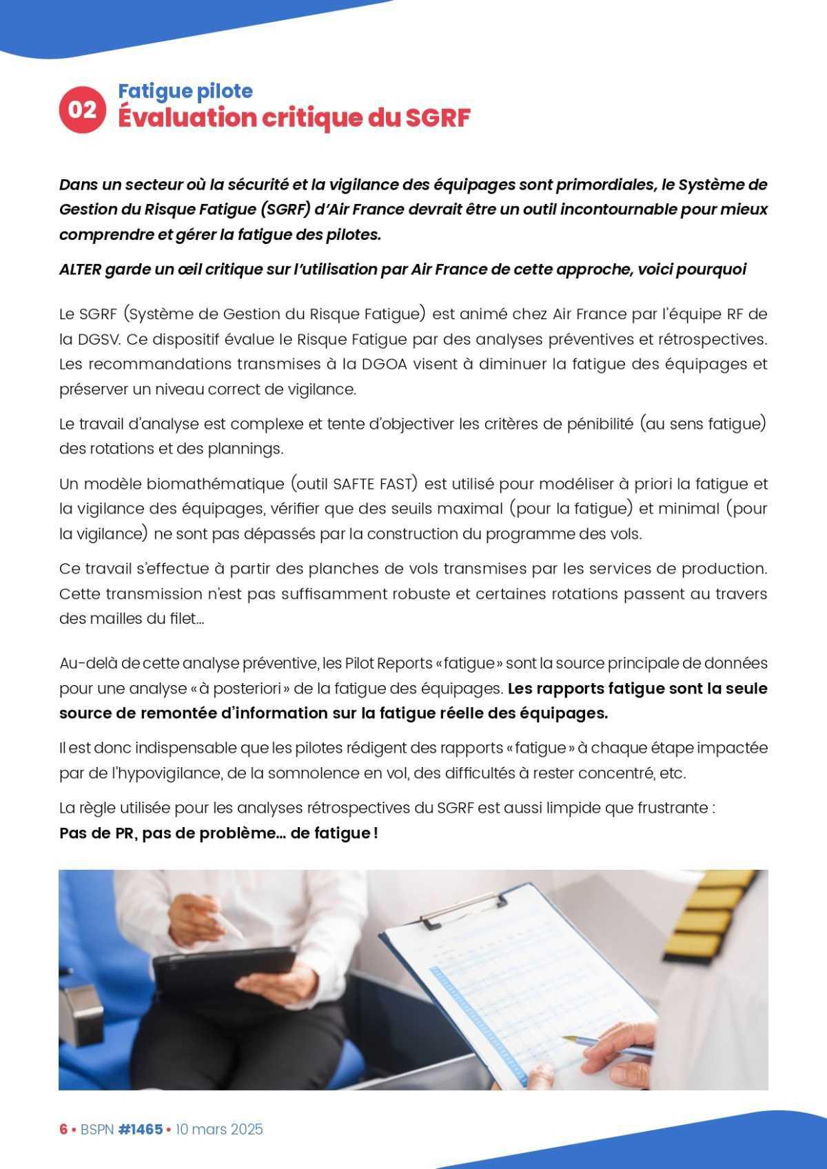 ALTER // Bulletin Syndical du Personnel Naviguant # 1465 du 10/03/25