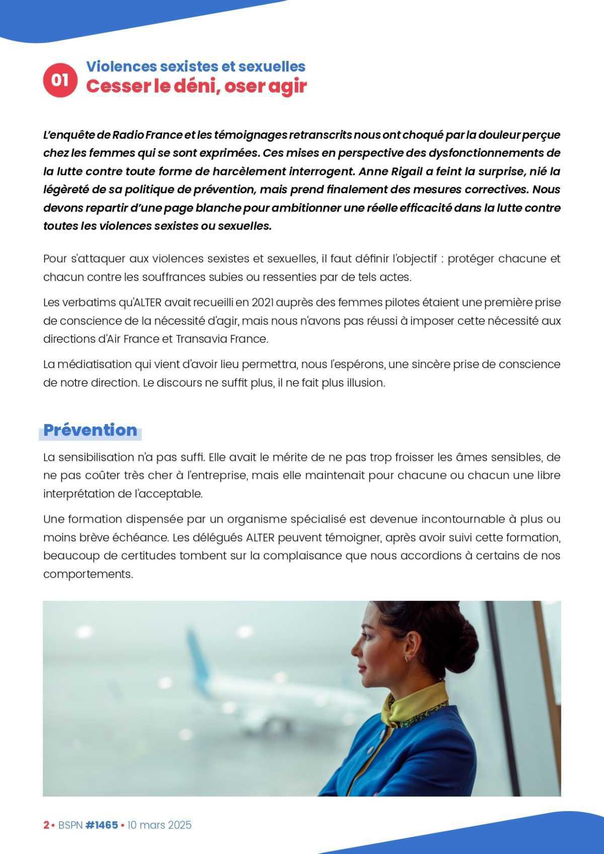 ALTER // Bulletin Syndical du Personnel Naviguant # 1465 du 10/03/25