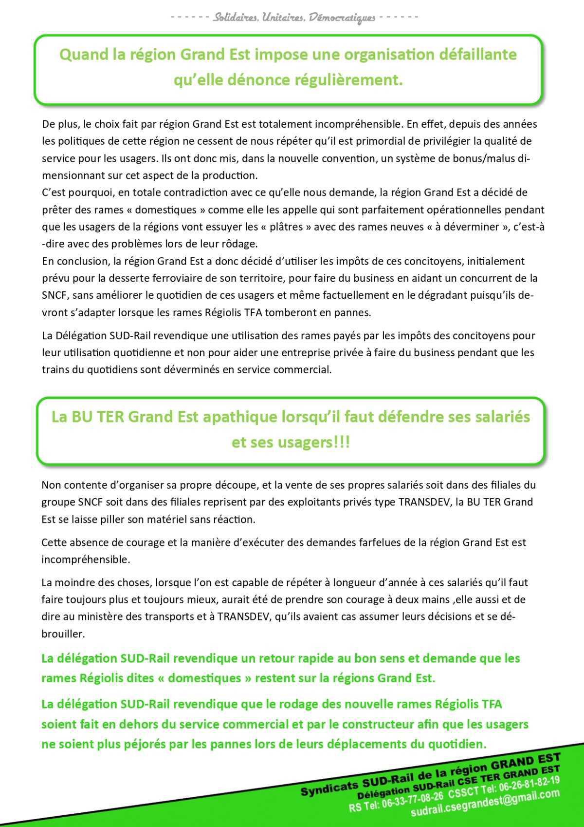 SUD-Rail Grand-Est // Magouilles entre amis + usagers desservis !