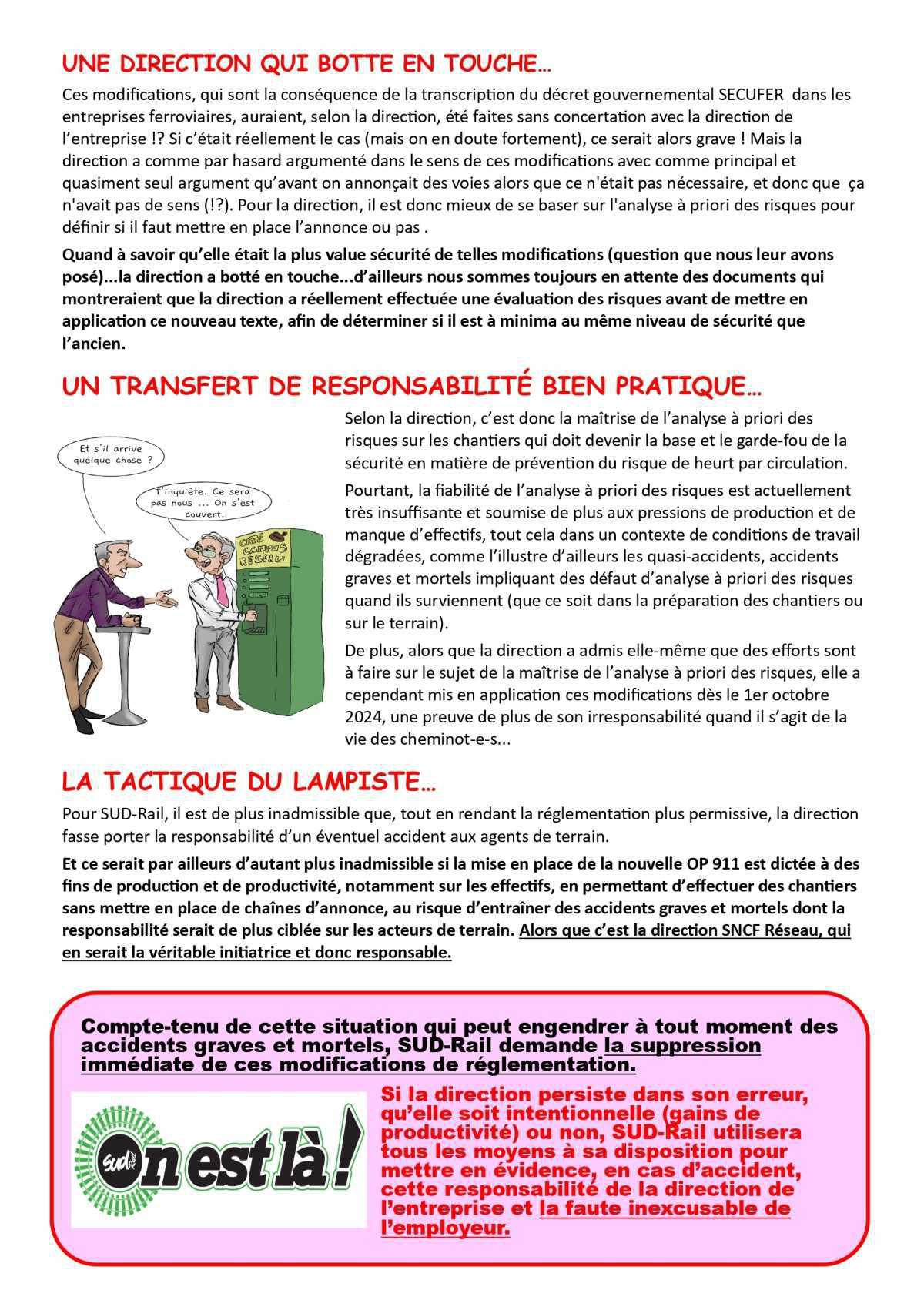 SUD-Rail // OP911 : quand la Direction joue avec la vie des cheminots