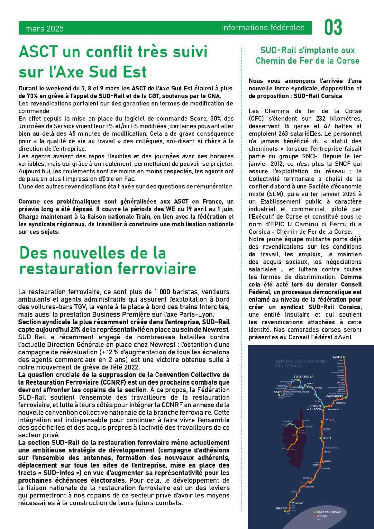 SUD-Rail // Infos fédérales # 213 du 14 mars 2025
