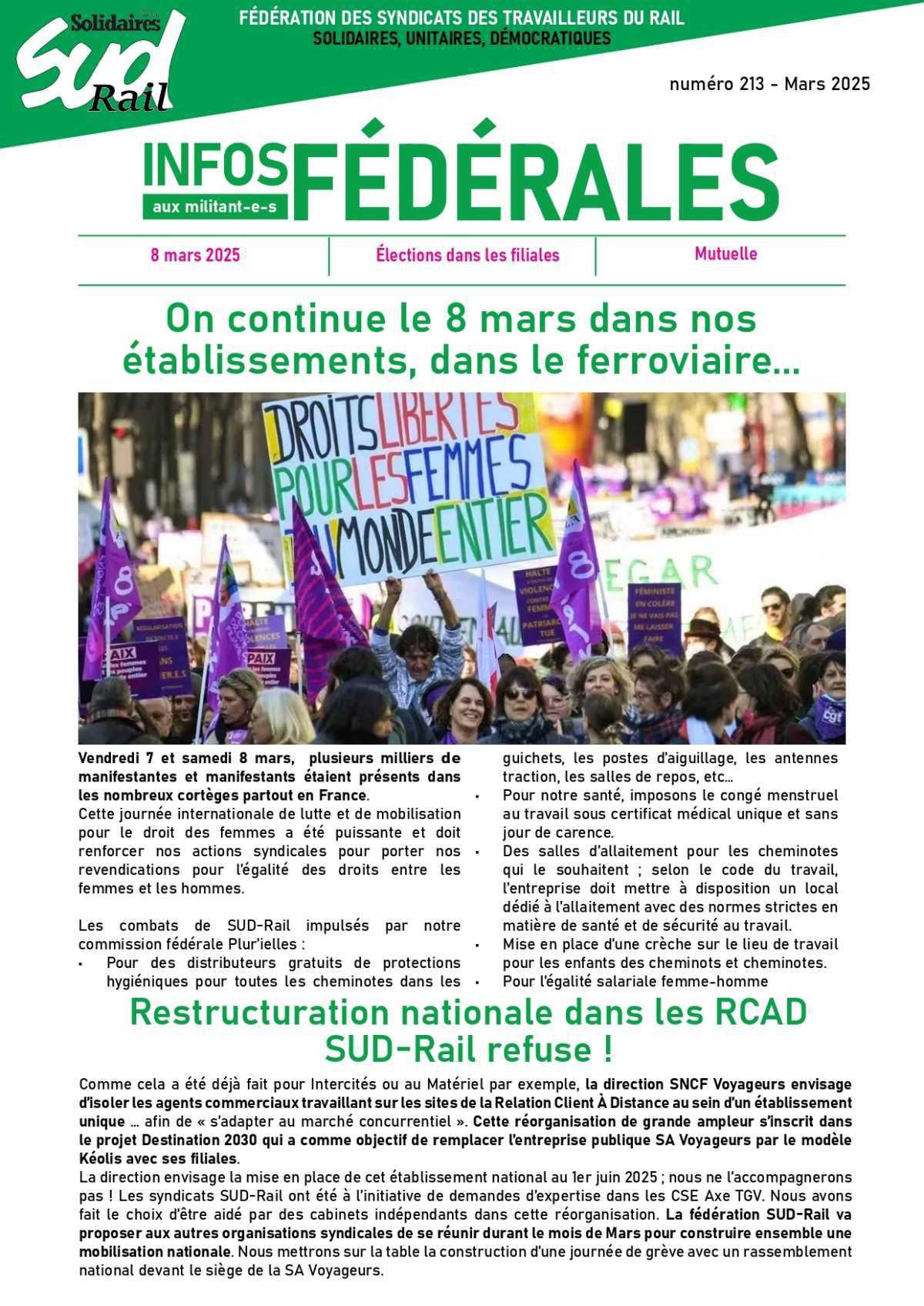 SUD-Rail // Infos fédérales # 213 du 14 mars 2025