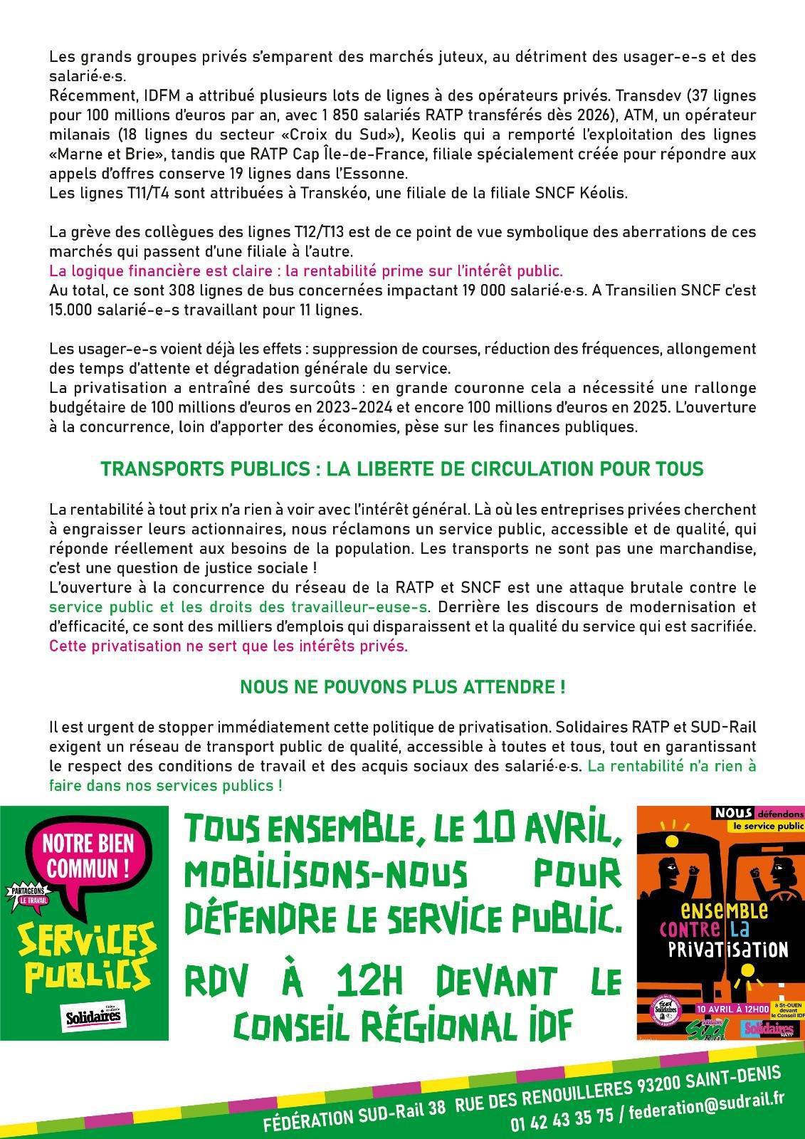 Privatisations de la RATP et de la SNCF : une hérésie sociale et économique !
