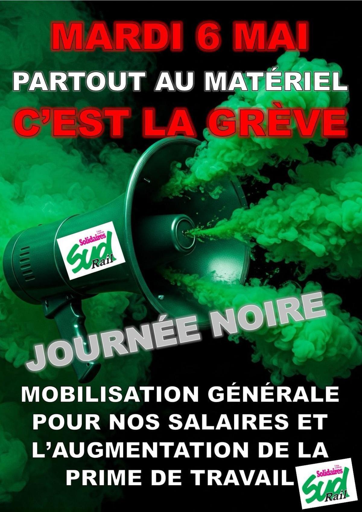 SUD-Rail // Appel à la grève le 6 mai partout au Matériel !