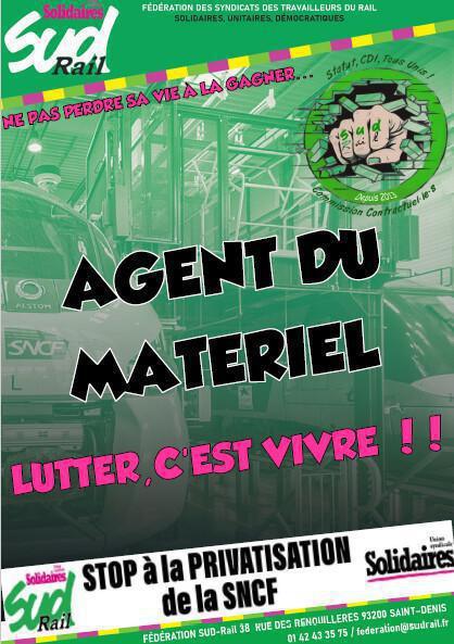 Vidéo SUD-Rail d'appel à la grève des agents du matériel le 6 mai 2025